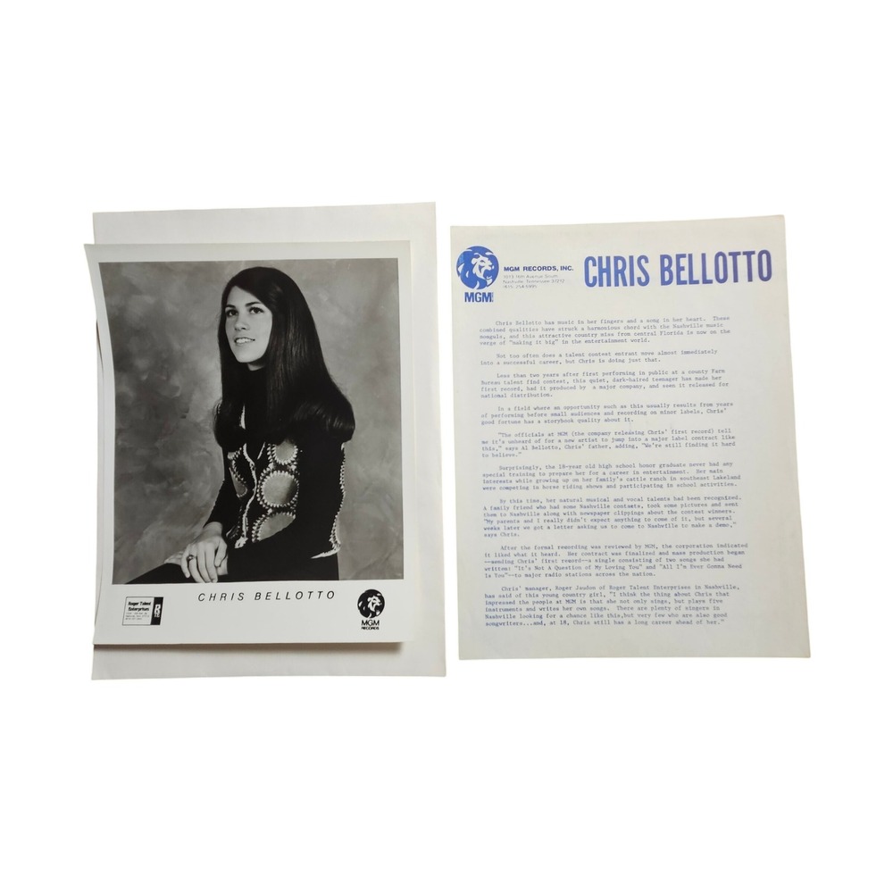 Chris Belloto Vintage 70s Country Music Singer 8x10 Press Photo & Press‎ Release